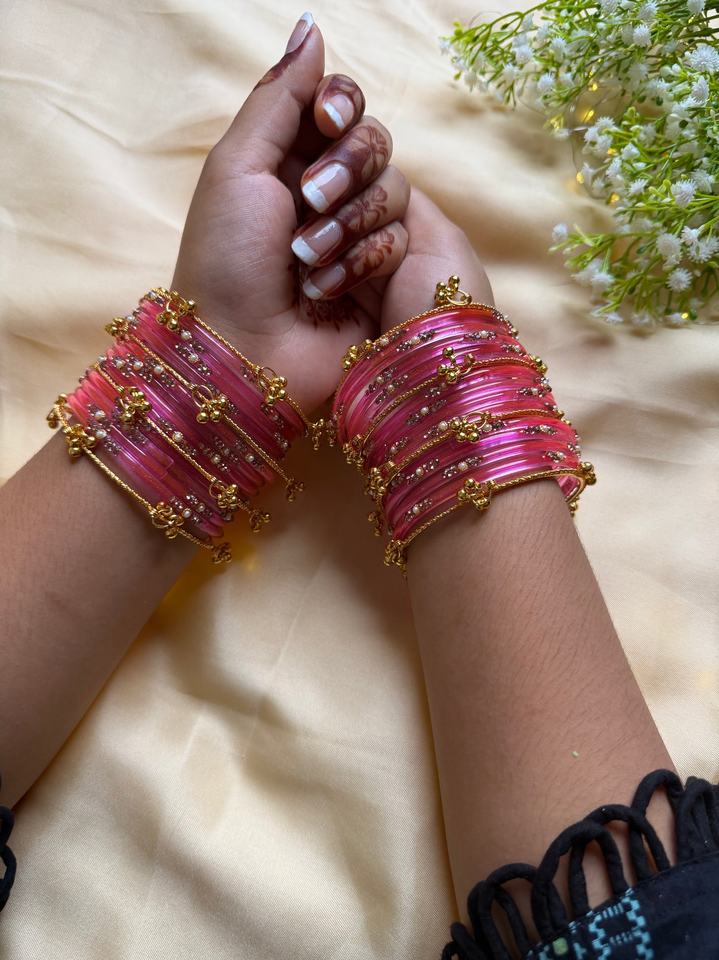 Kashmiri Pink Jhumka Bangles Set