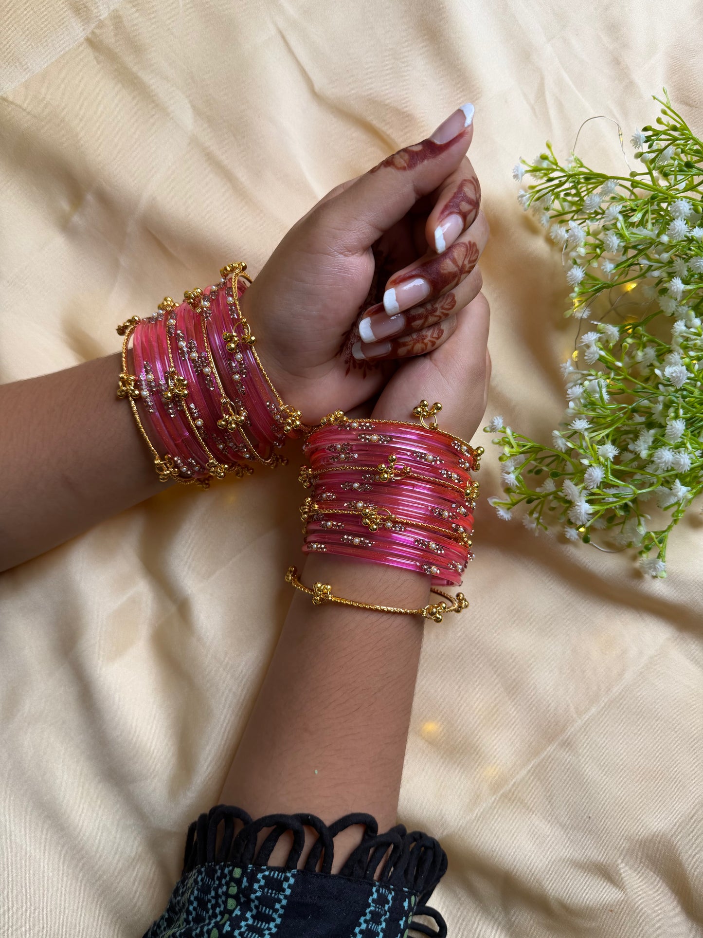 Kashmiri Pink Jhumka Bangles Set