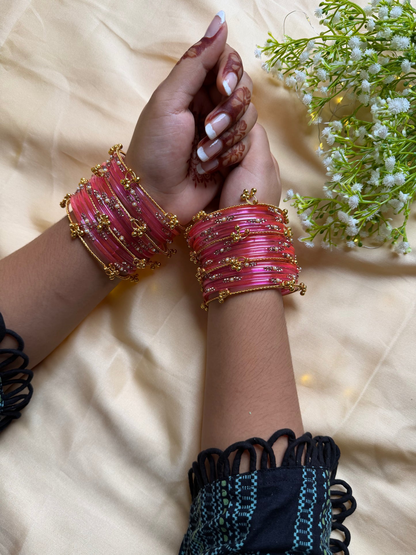 Kashmiri Pink Jhumka Bangles Set