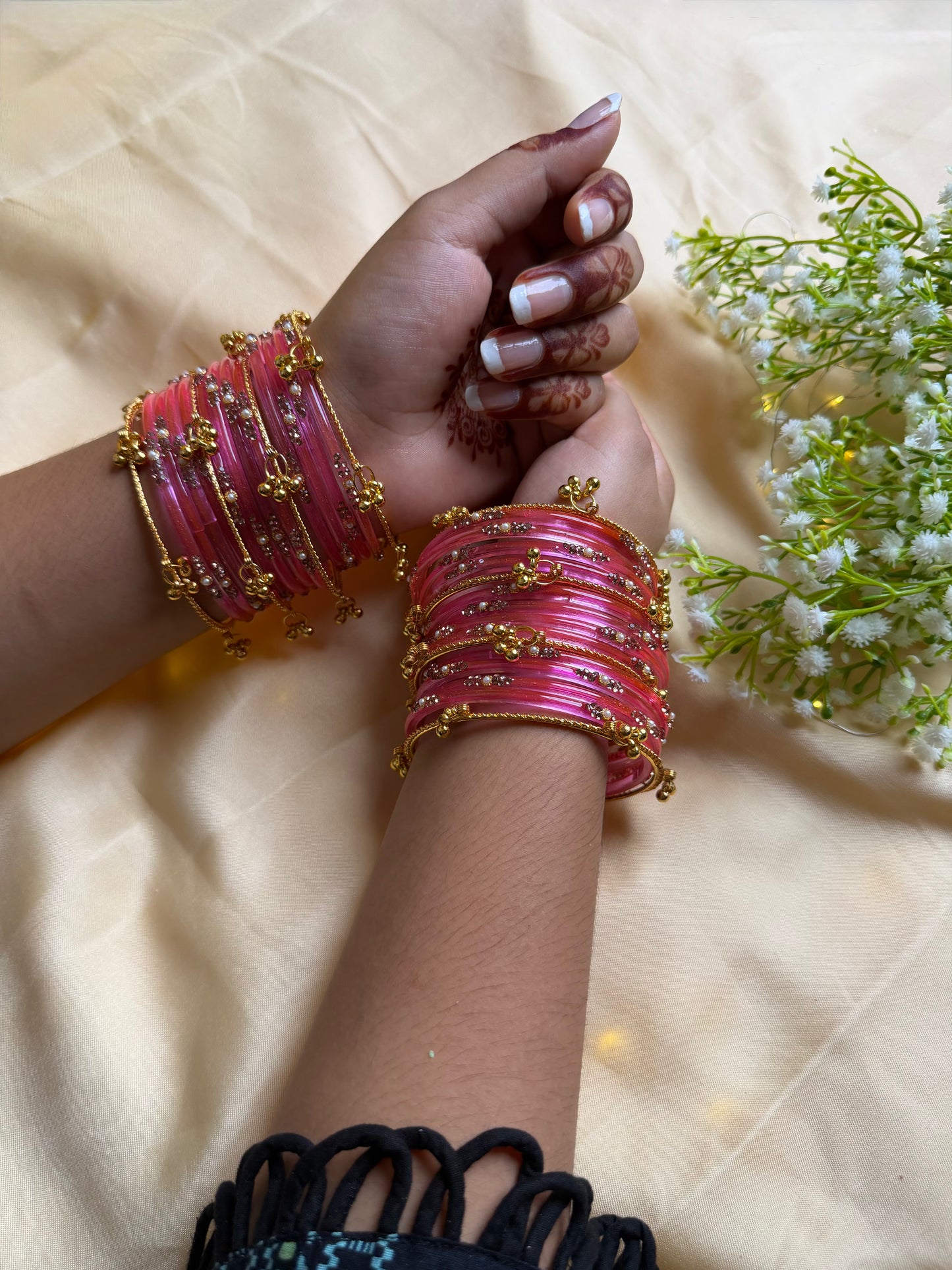 Kashmiri Pink Jhumka Bangles Set
