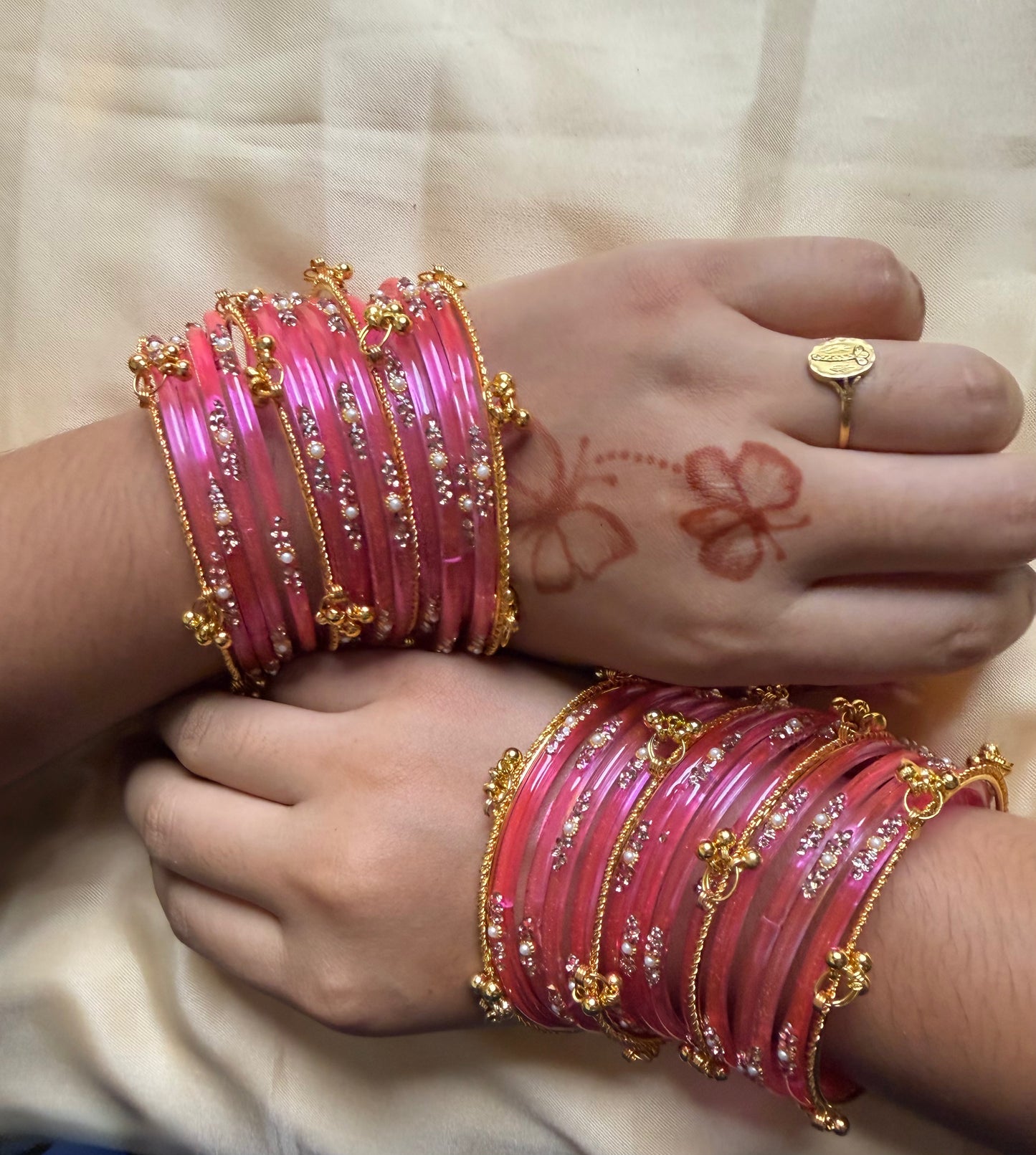Kashmiri Pink Jhumka Bangles Set