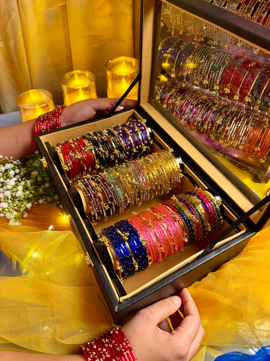 KADAM Imperial Royale Wooden Glass Display Box – 9 Premium Bangle Sets