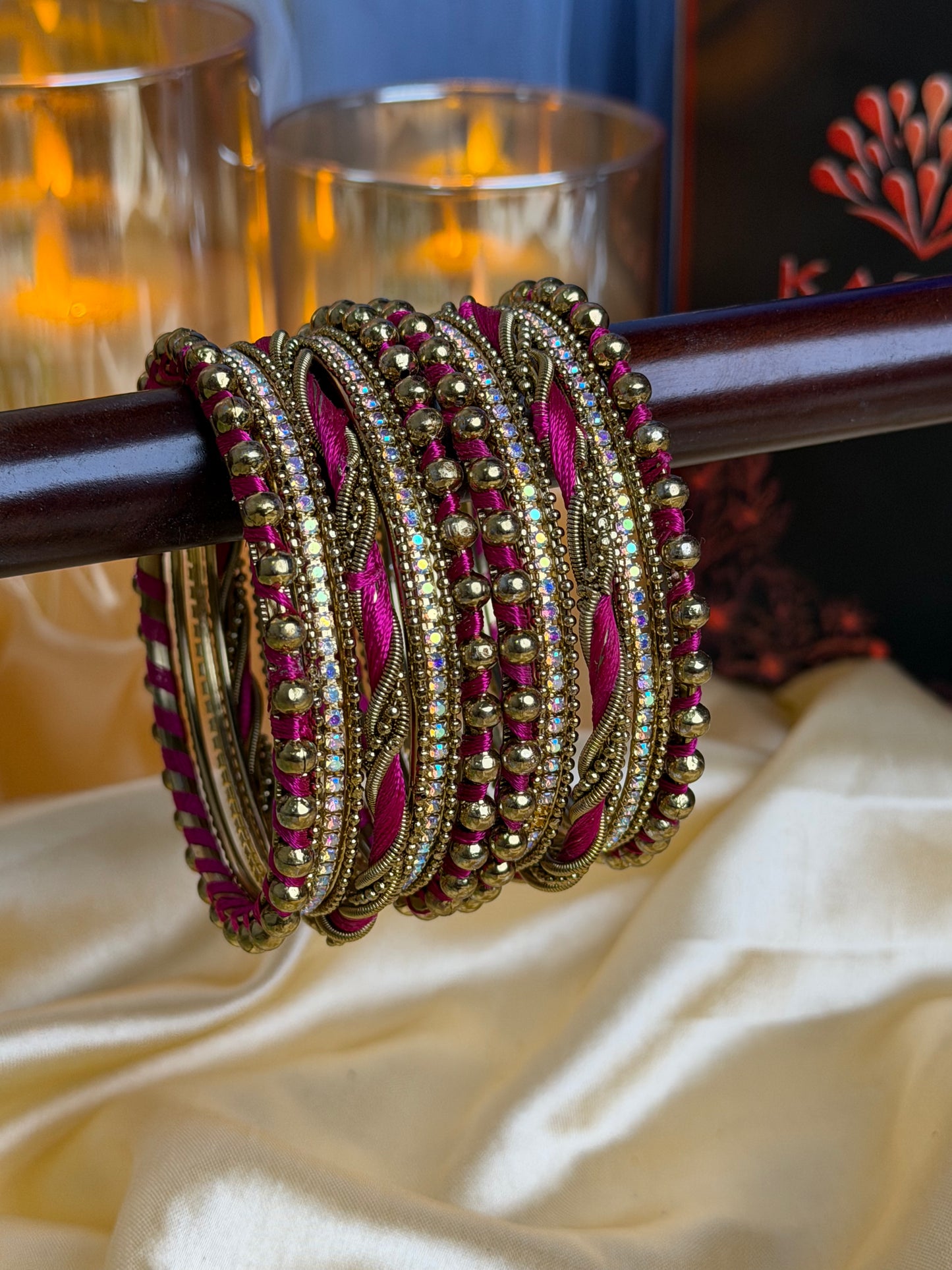 Ivory Luxe Metal Fuchsia Bangles