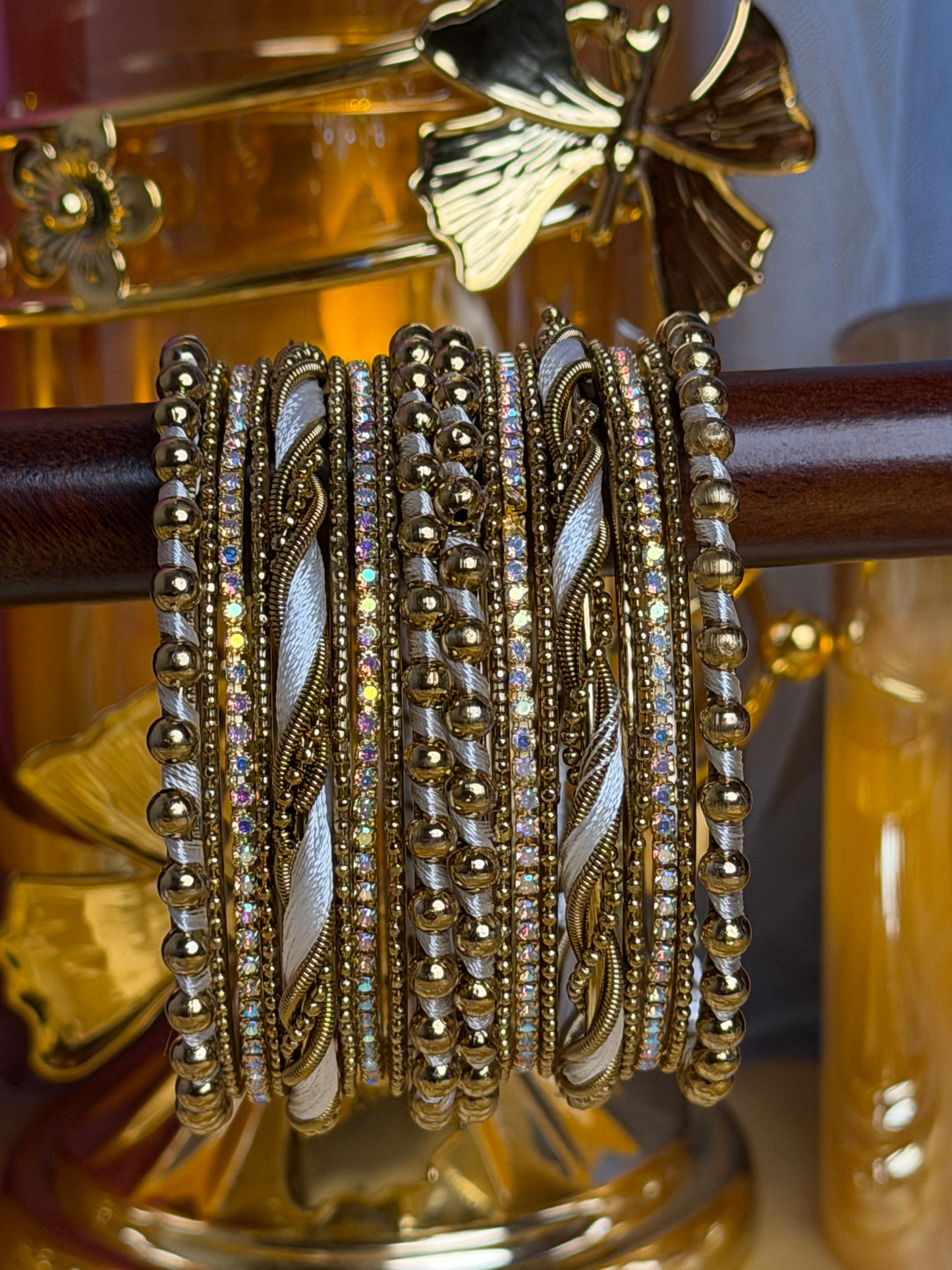 Ivory Luxe Metal White Bangles