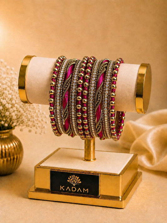 Ivory Luxe Metal Fuchsia Bangles