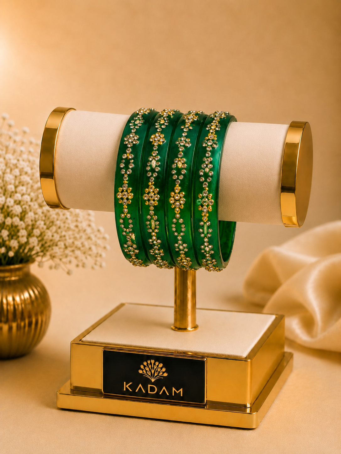 Emerald Green Stone Bangles