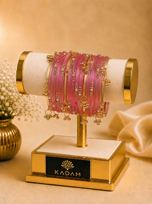 Kashmiri Pink Jhumka Bangles Set