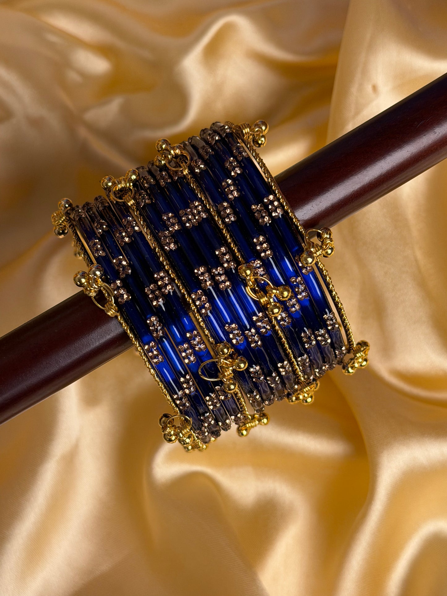 Kashmiri Royal Azure Blue Festival Glow Ghungroo Bangles