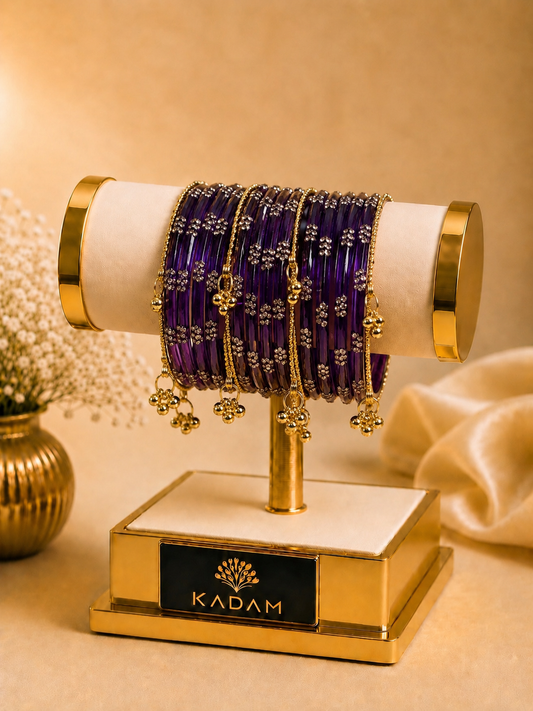 Kashmiri Royal Amethyst Festival Glow Ghungroo Bangles