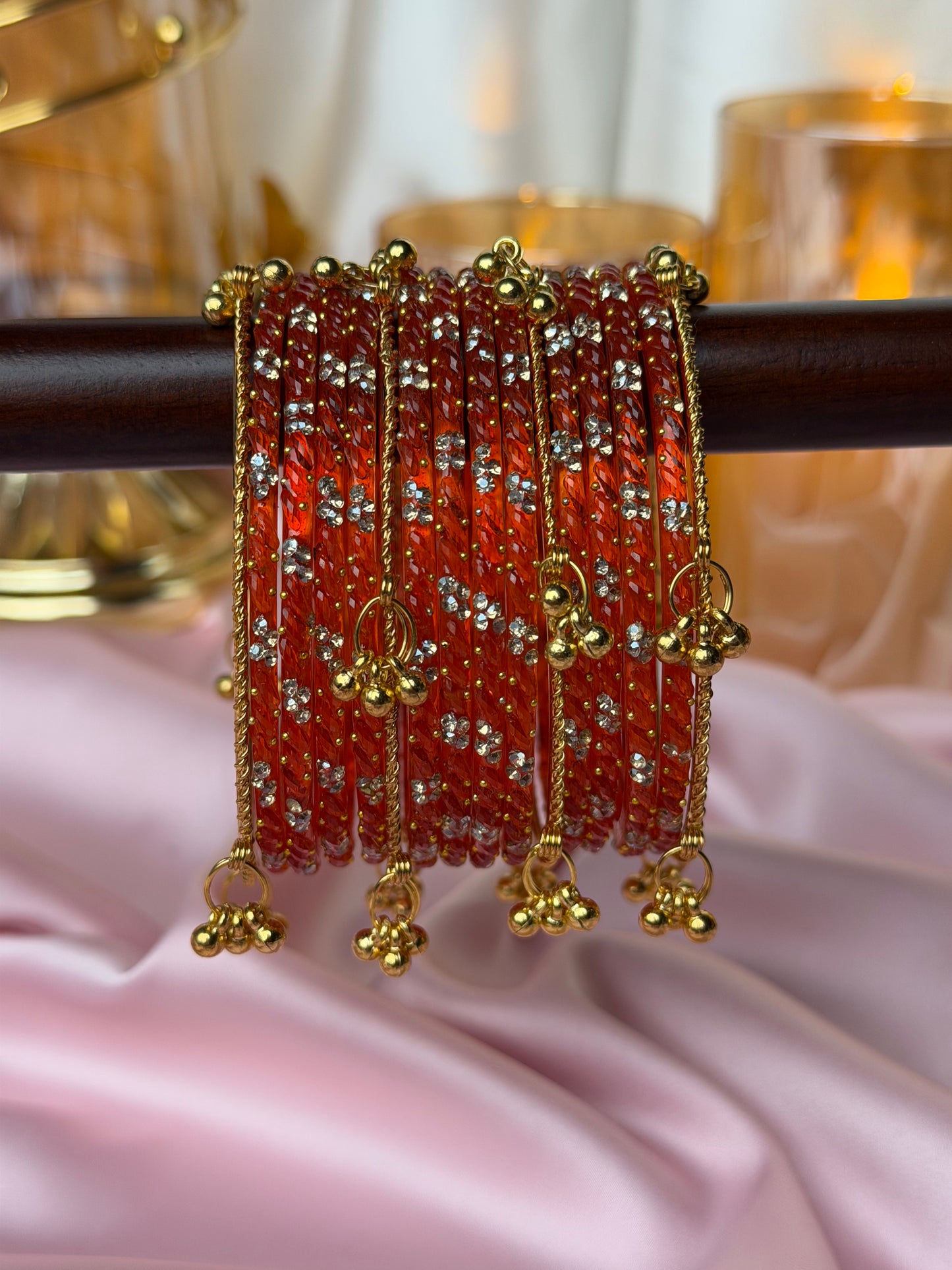 Kashmiri Royal Vermilion Ghungroo Bangles