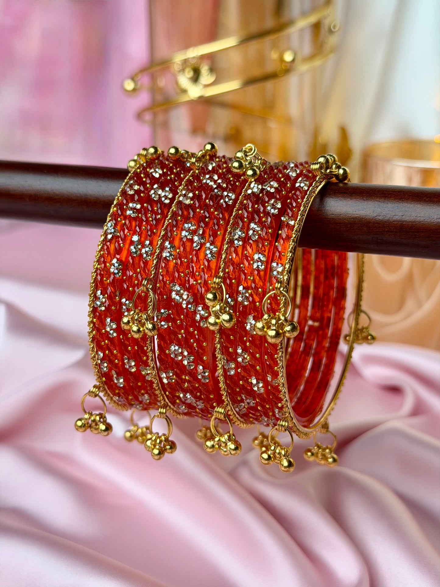 Kashmiri Royal Vermilion Ghungroo Bangles