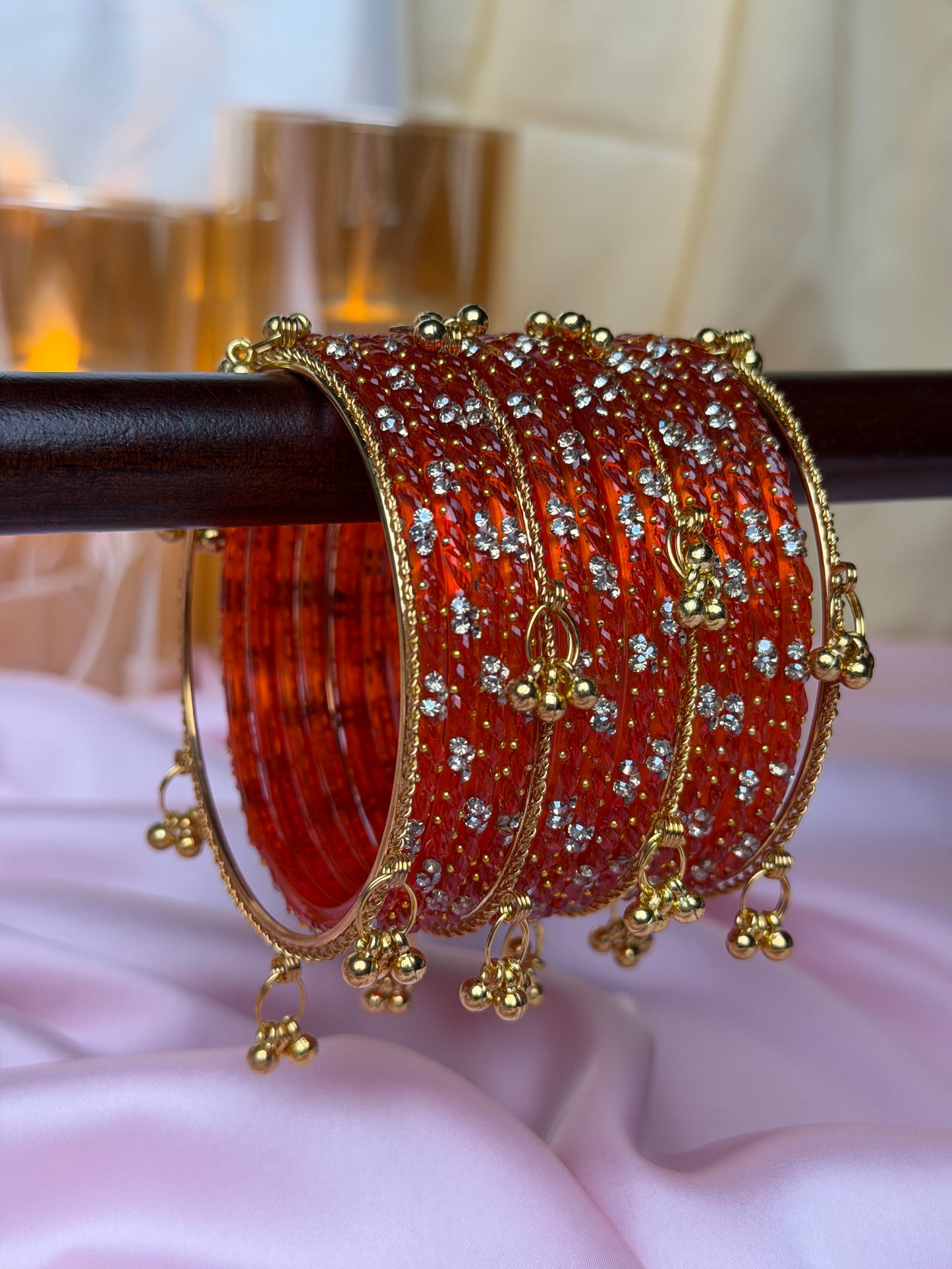 Kashmiri Royal Vermilion Ghungroo Bangles