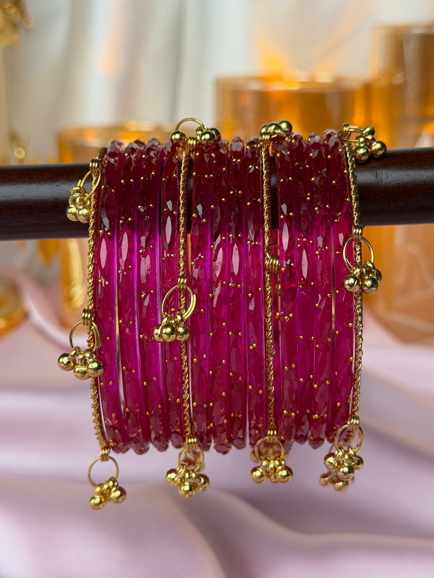 Kashmiri Royal Raspberry Raindrop Ghungroo Bangles
