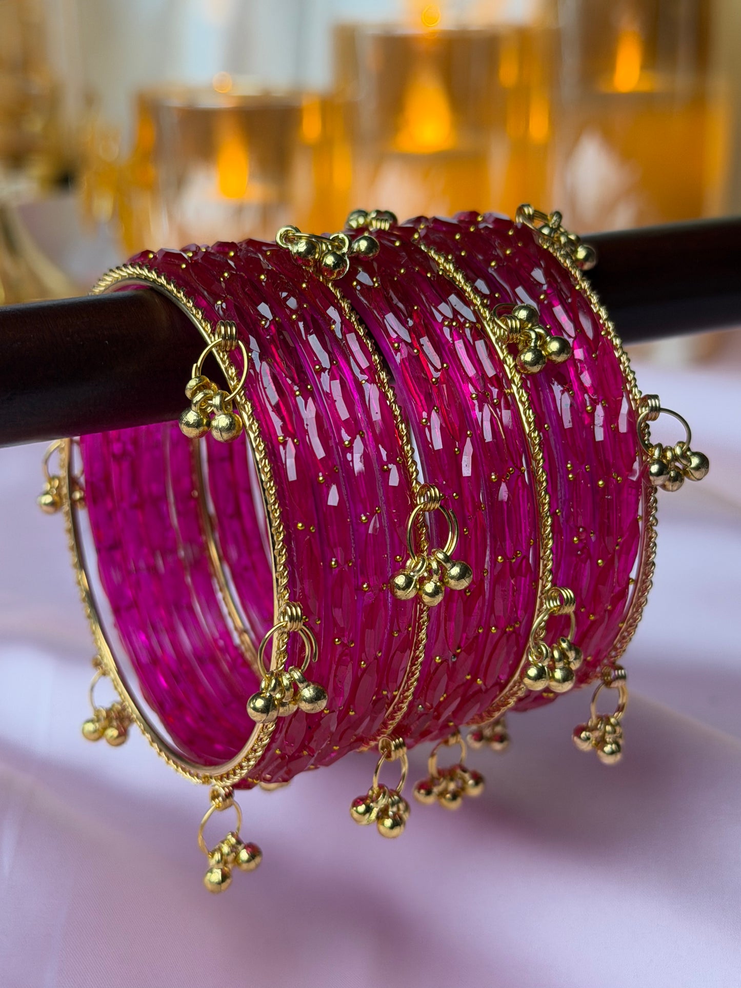 Kashmiri Royal Raspberry Raindrop Ghungroo Bangles
