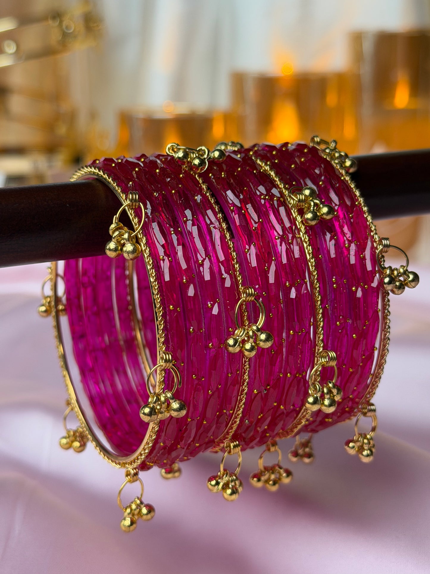 Kashmiri Royal Raspberry Raindrop Ghungroo Bangles