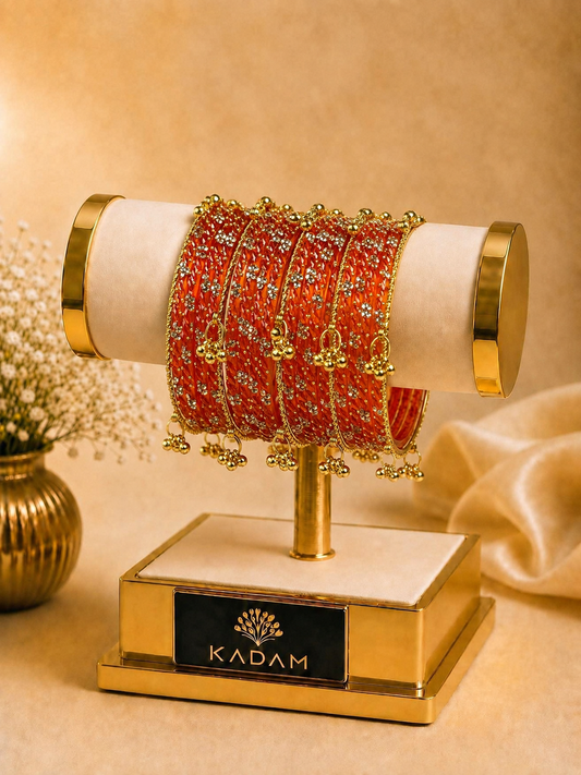 Kashmiri Royal Vermilion Ghungroo Bangles
