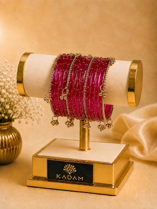 Kashmiri Royal Raspberry Raindrop Ghungroo Bangles