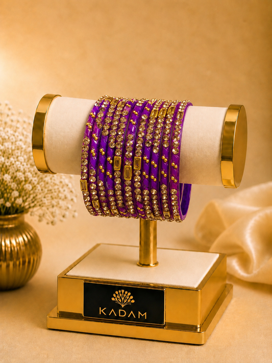 Kashmiri Herram Purple Bangles Set