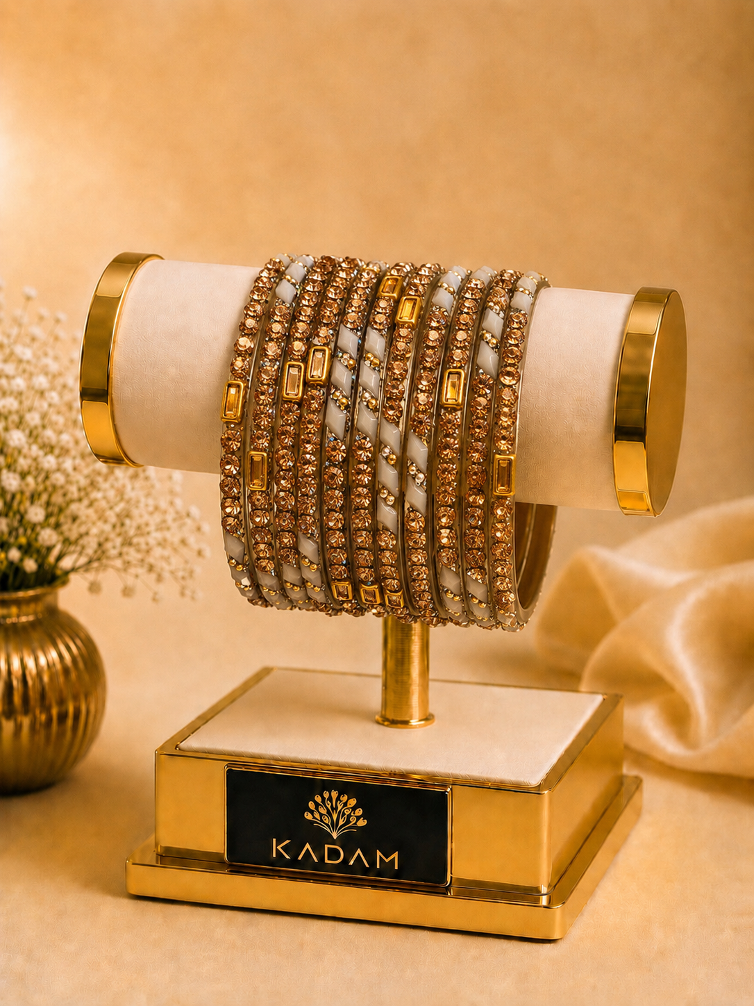 Kashmiri Herram Elegant White Bangles Set