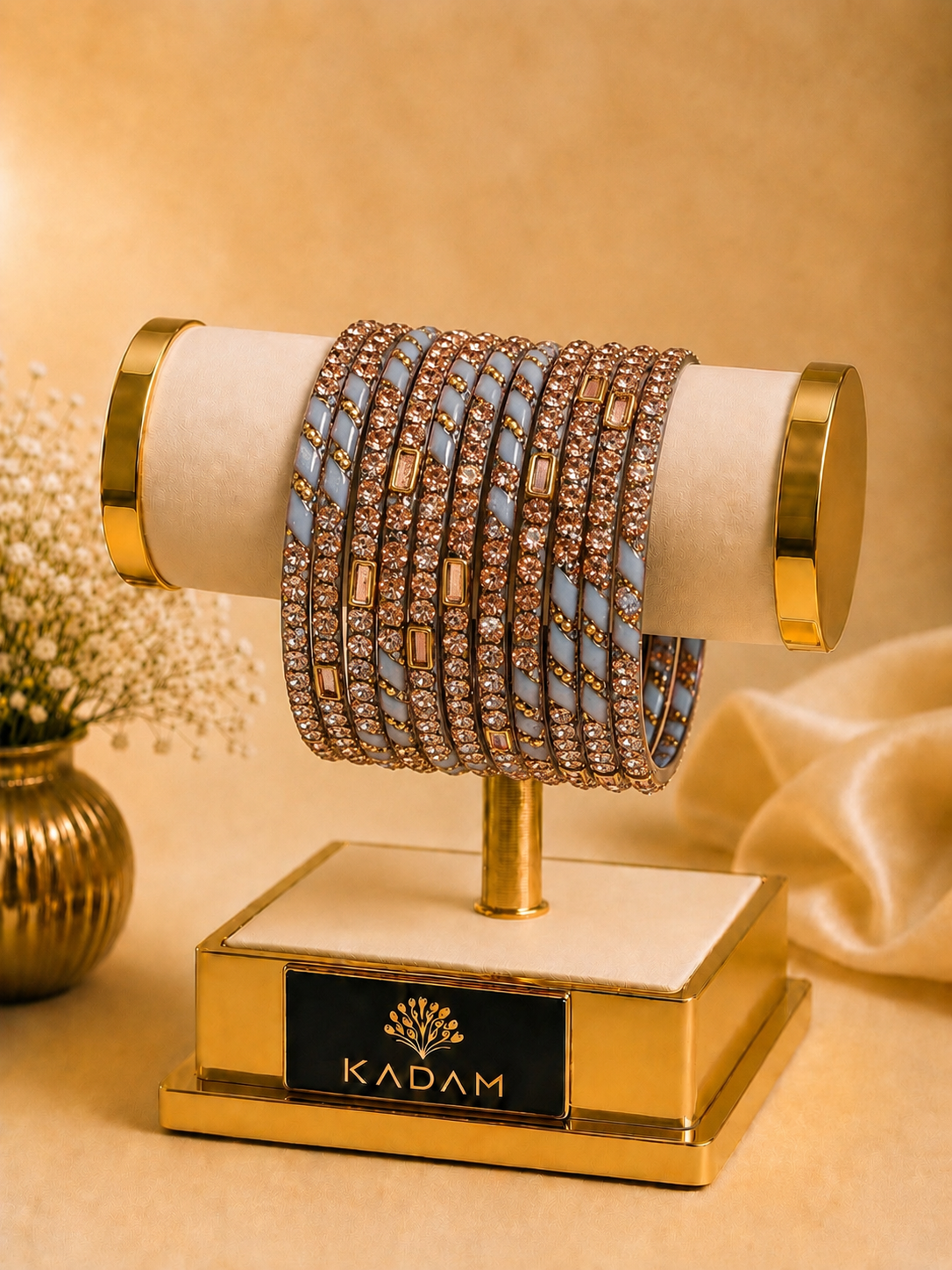 Kashmiri Herram Pastel Sky Blue Bangles Set