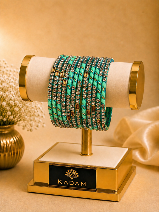 Kashmiri Herram Mint Green Bangles Set