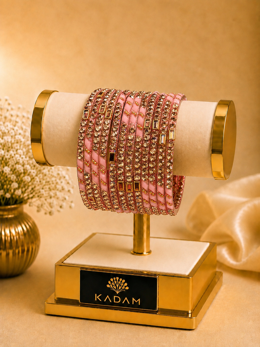 Kashmiri Herram Pink Champagne Bangles Set