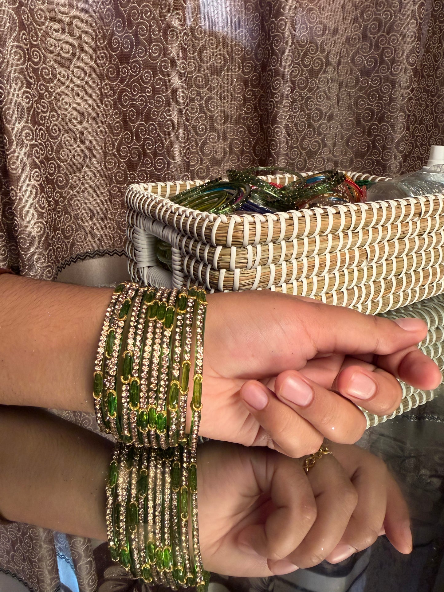 Kashmiri Dadima Light Olive Green Bangles