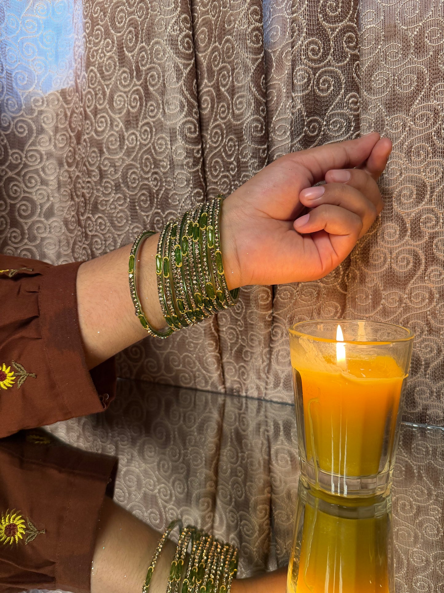 Kashmiri Dadima Light Olive Green Bangles