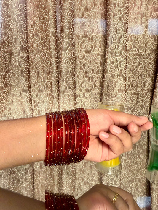 Kashmiri Raindrop Red Bangles