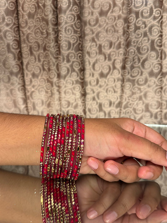 Kashmiri Herram Royal Fuchsia Bangles Set
