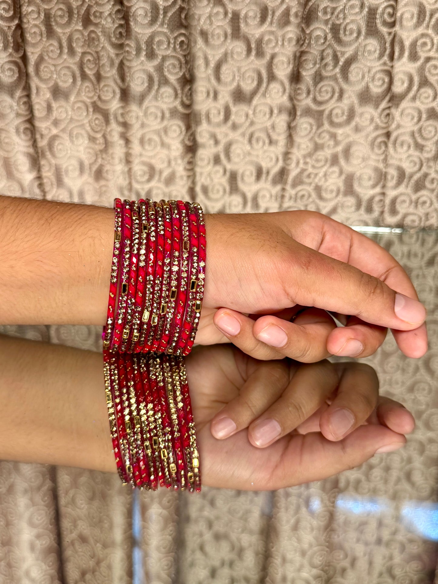 Kashmiri Herram Royal Fuchsia Bangles Set