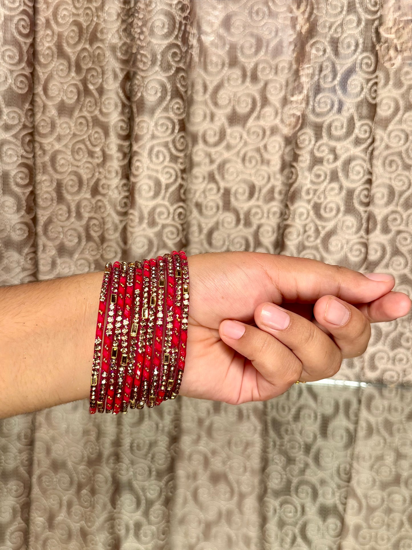 Kashmiri Herram Royal Fuchsia Bangles Set