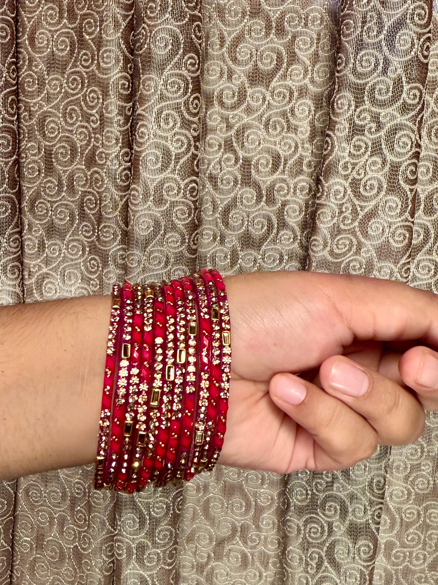 Kashmiri Herram Royal Fuchsia Bangles Set