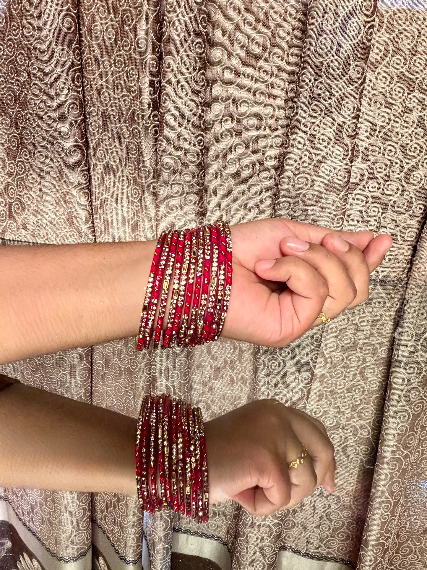 Kashmiri Herram Royal Fuchsia Bangles Set