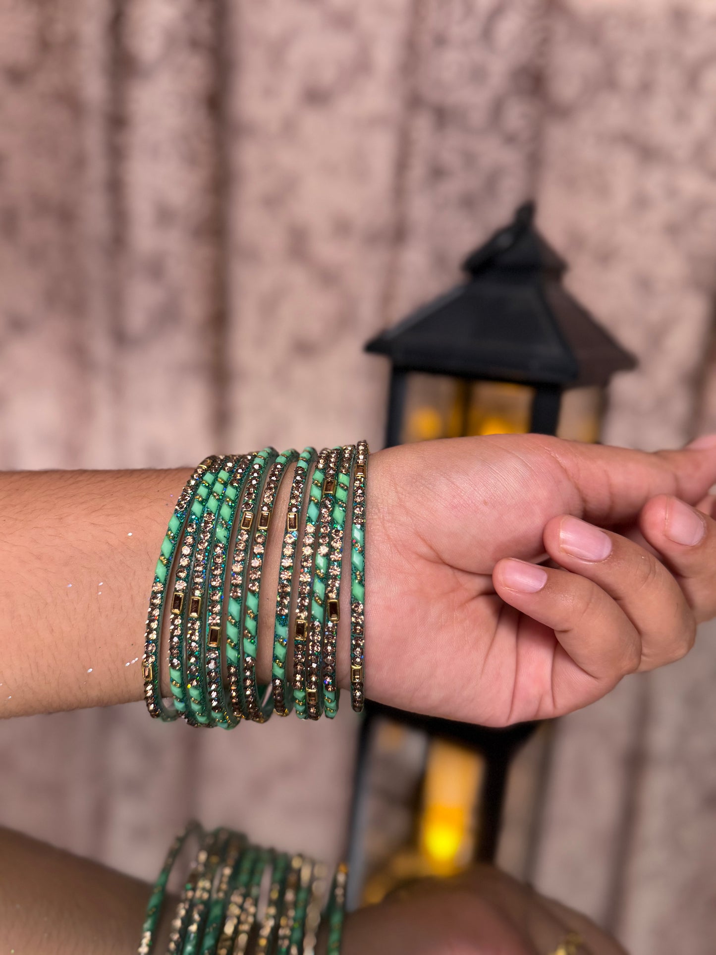 Kashmiri Herram Mint Green Bangles Set