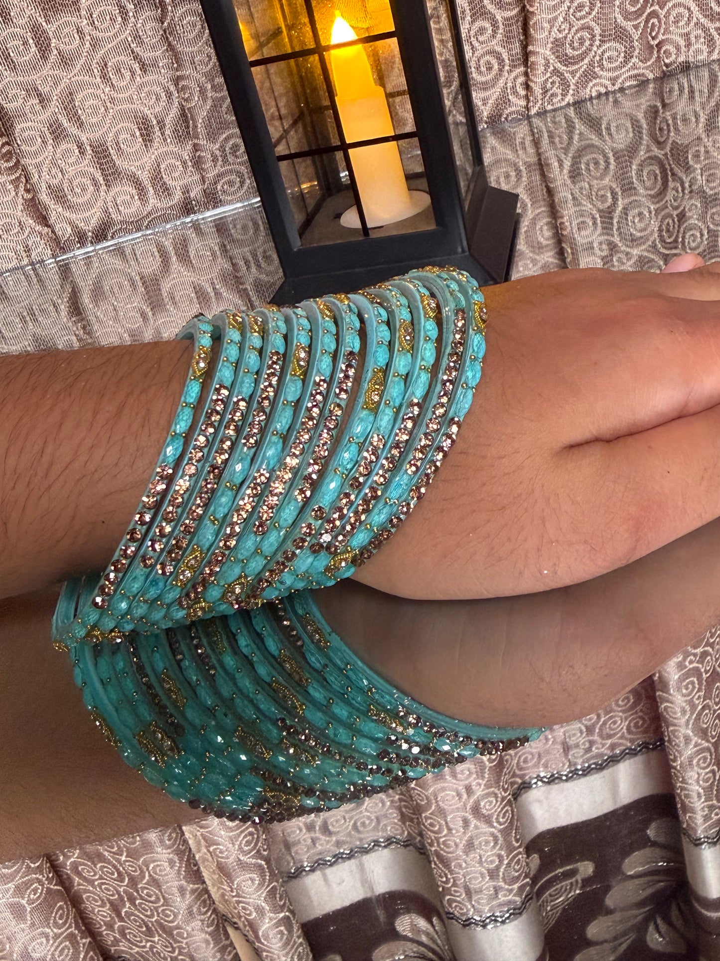 Kashmiri Har Gange Aqua Blue