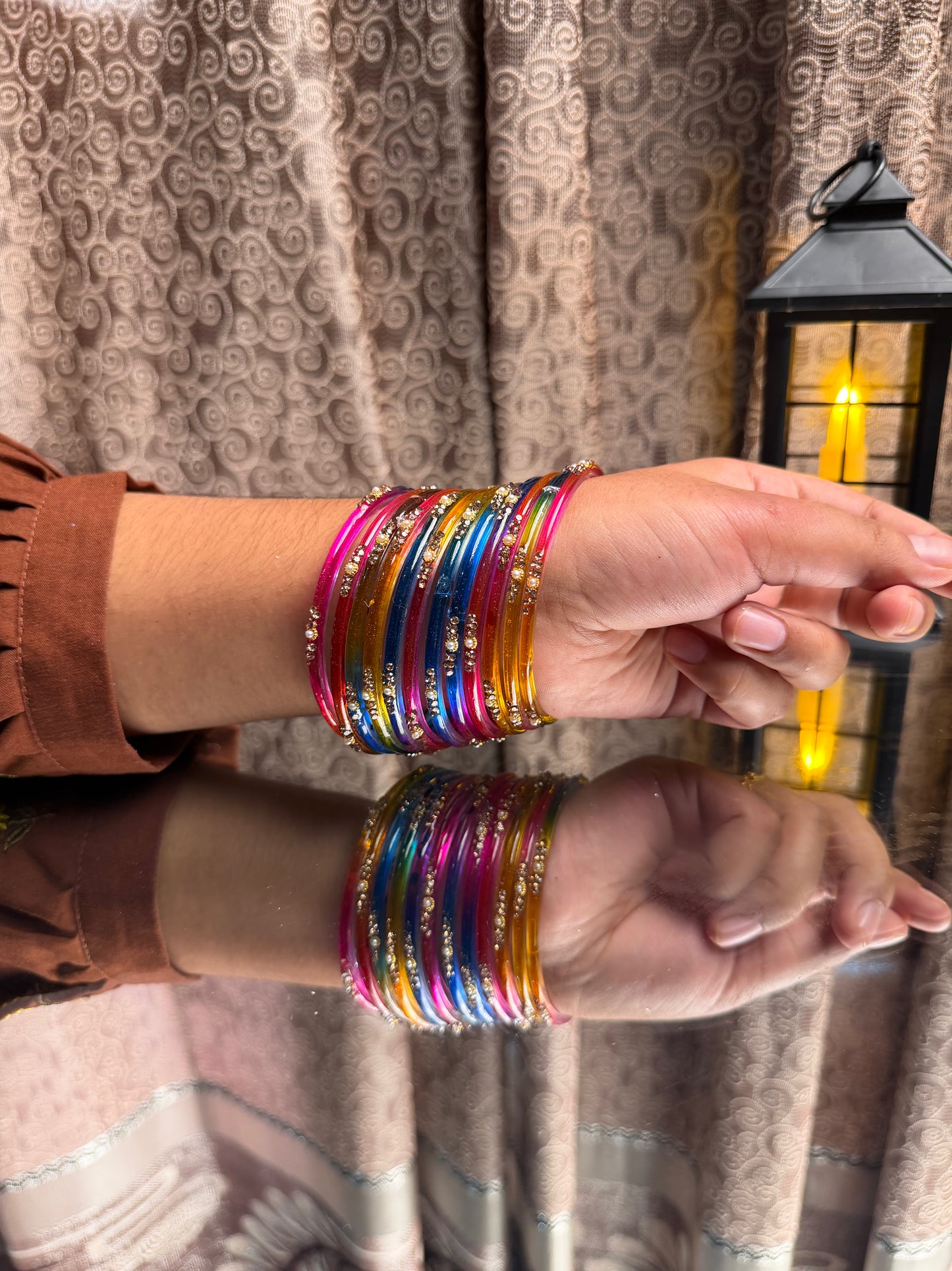 Kashmiri Multi Color Jhumka Bangles Set