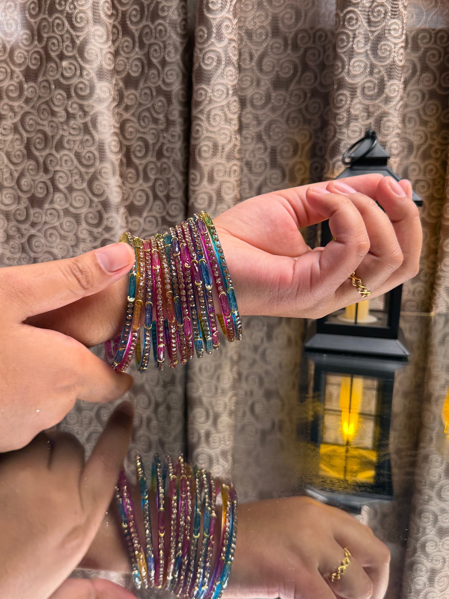 Kashmiri  Dadima Jhumka Multi Color Bangles Set