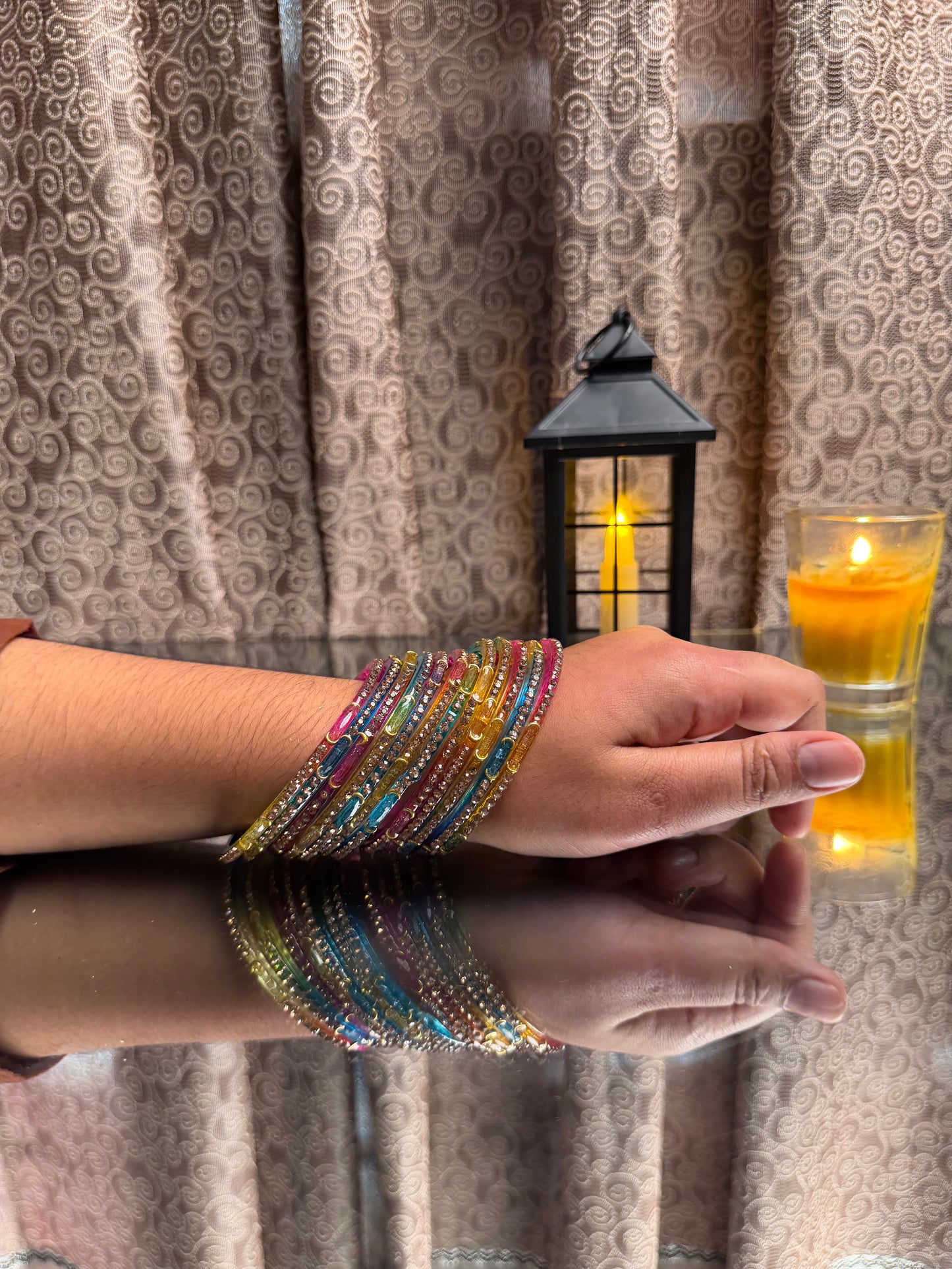 Kashmiri  Dadima Jhumka Multi Color Bangles Set