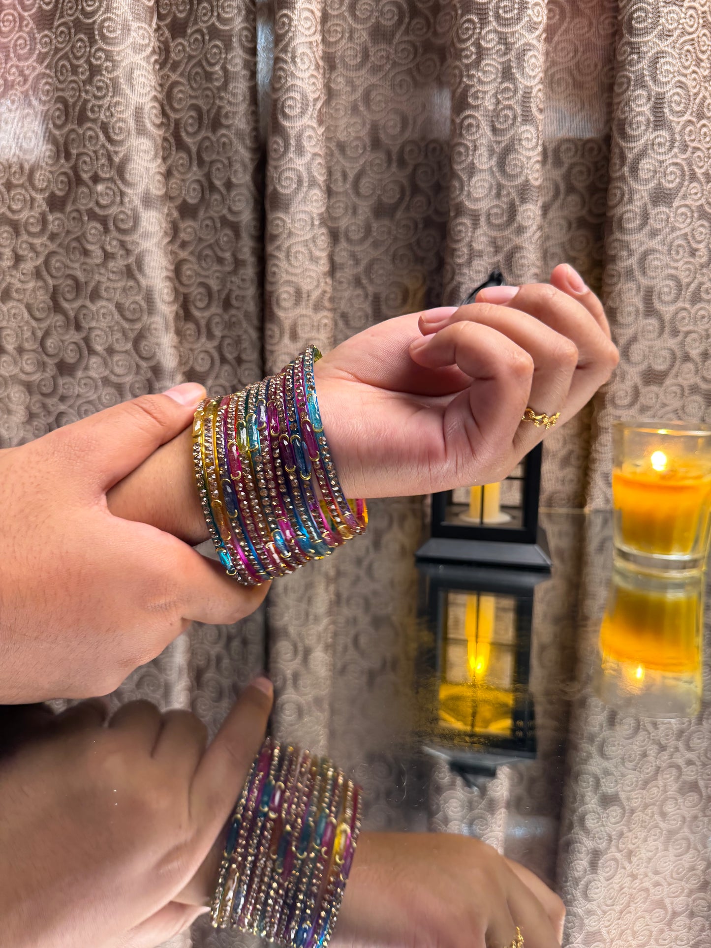 Kashmiri  Dadima Jhumka Multi Color Bangles Set