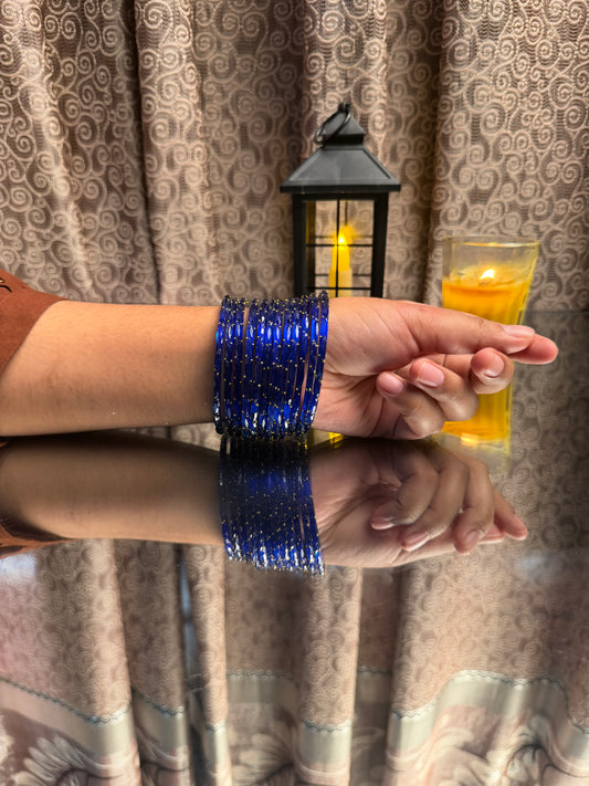 Kashmiri  Raindrop Royal Blue  Bangles
