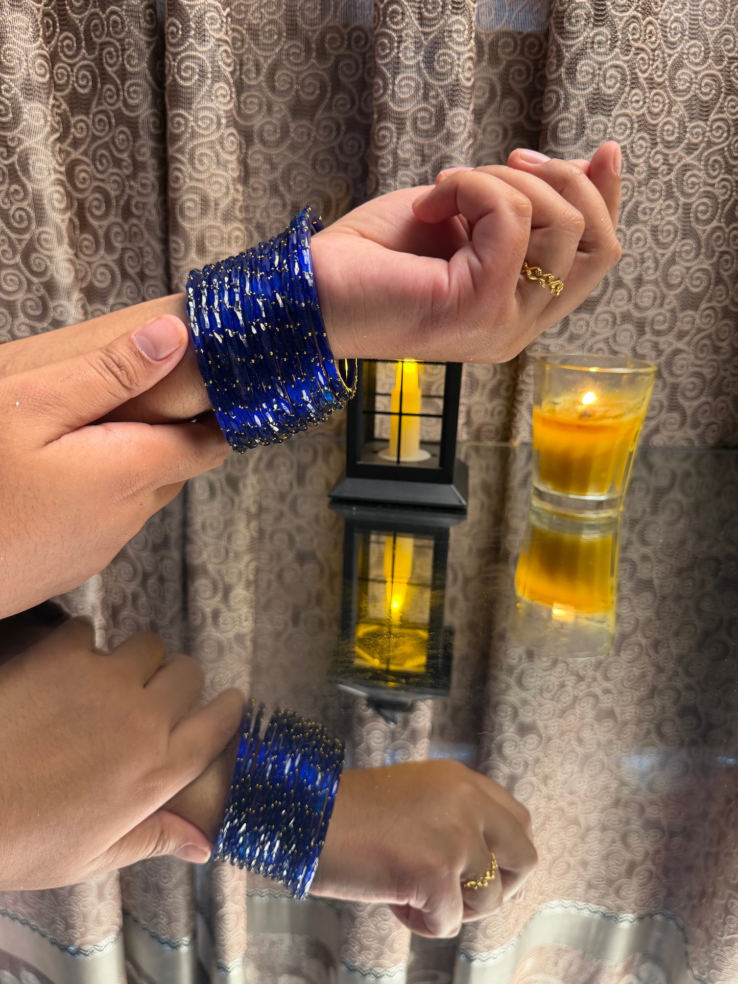 Kashmiri  Raindrop Royal Blue  Bangles