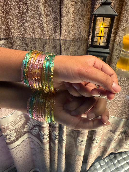 Kashmiri Golden Leaf Multi Bangles Set