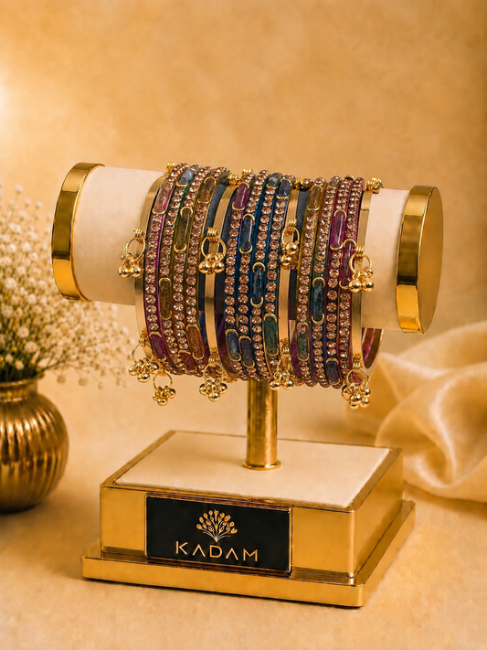 Kashmiri  Dadima Jhumka Multi Color Bangles Set