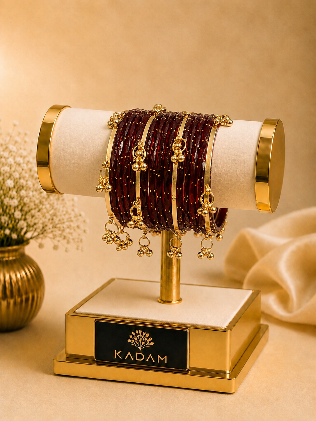 Kashmiri Jhumka Raindrop Red Bangles