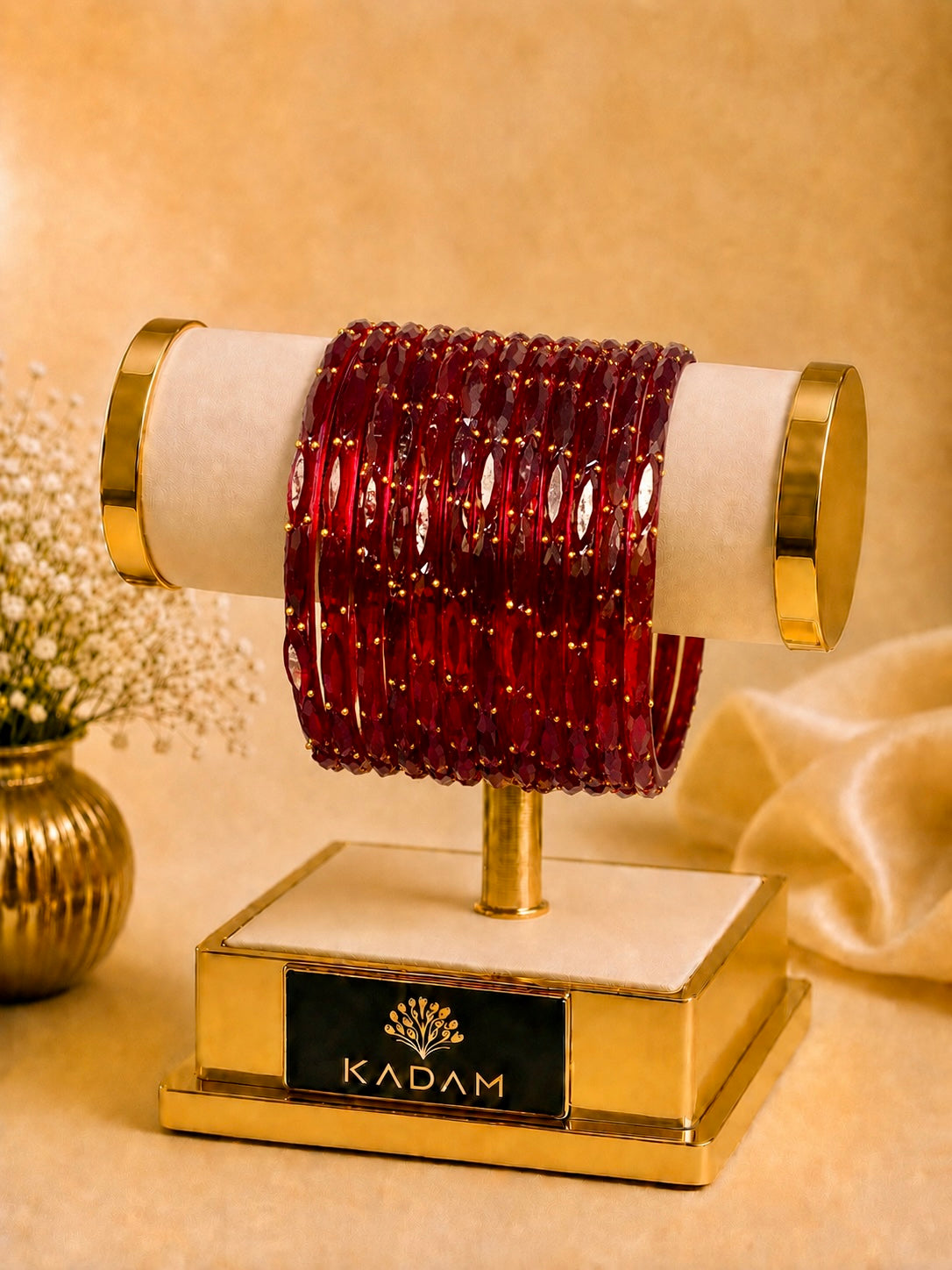 Kashmiri Raindrop Red Bangles
