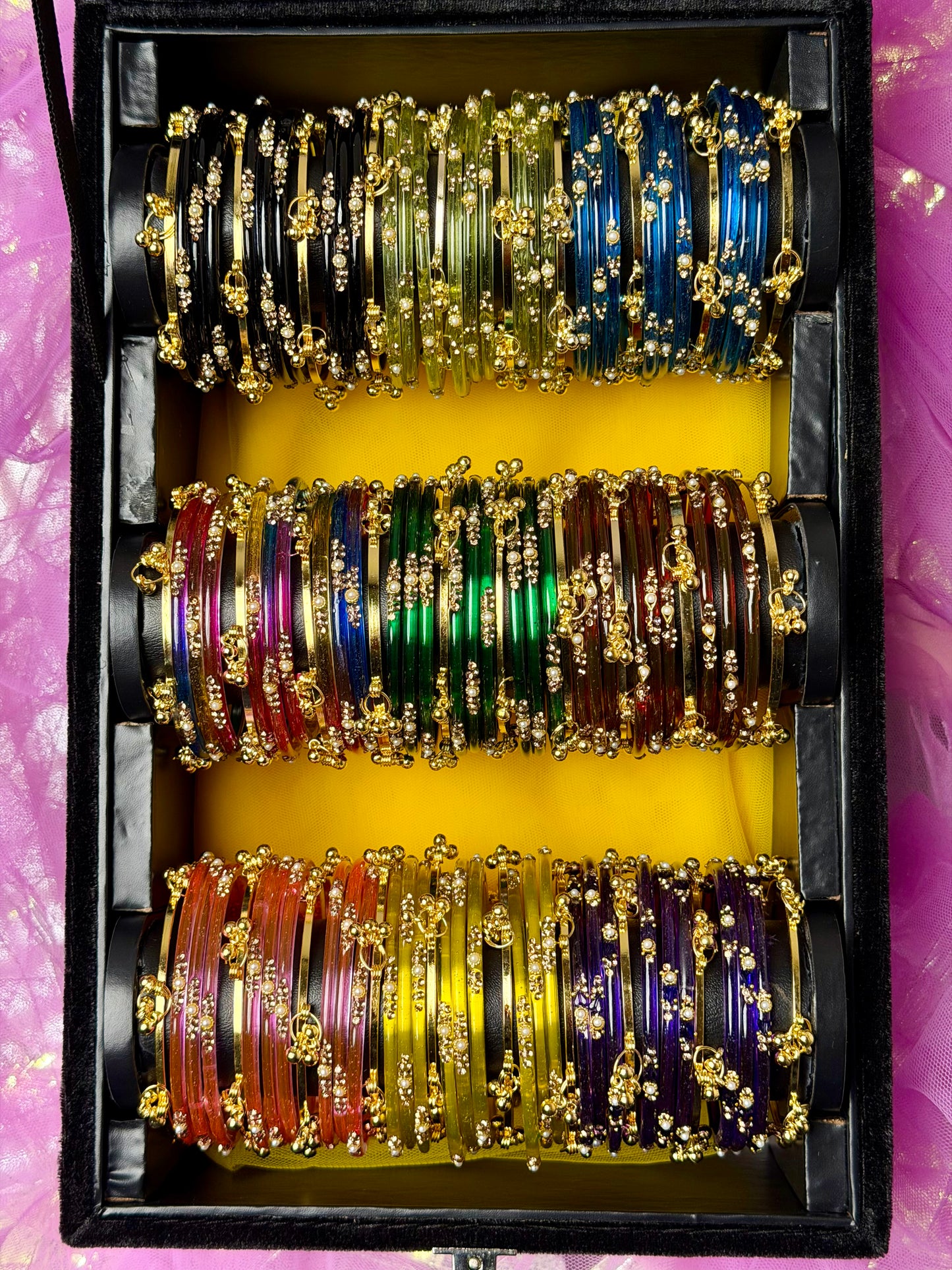 KADAM Khasmiri Jhumka Bangle Full Box with Box light Included – 9 Premium Bangle Sets