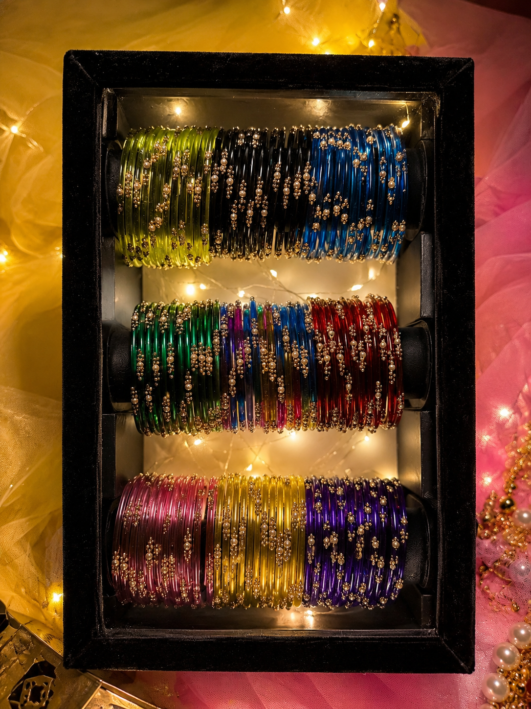 KADAM Khasmiri Jhumka Bangle Full Box with Box light Included – 9 Premium Bangle Sets