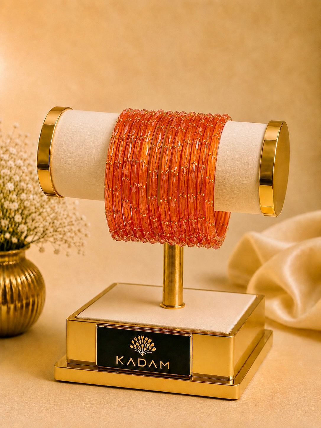 Kashmiri  Raindrop Orange  Bangles