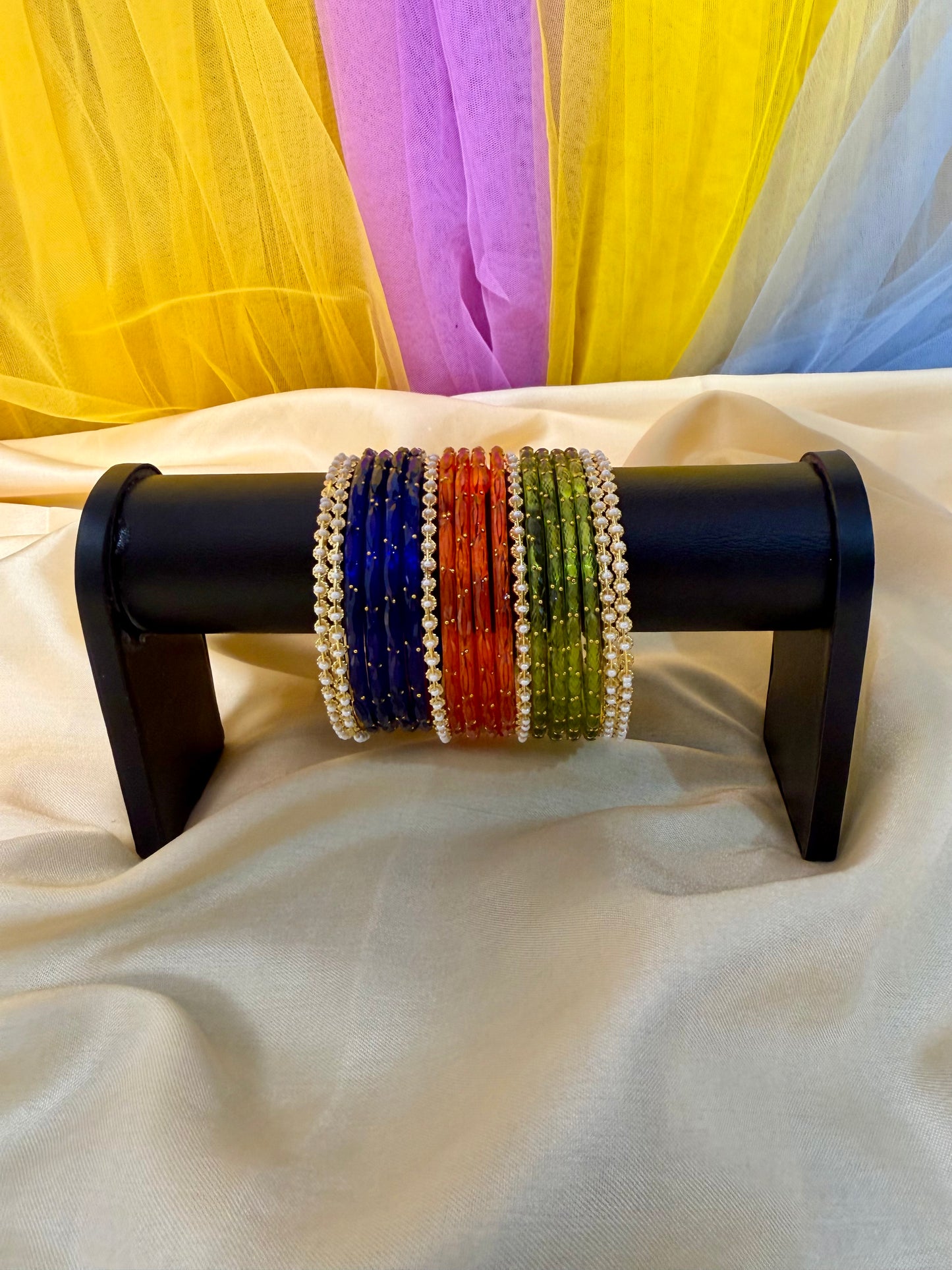 Kashmiri Pearl-Craft Multicolour Glass Bangles